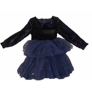 5T Girls Blue Velvet Sparkly Dress
